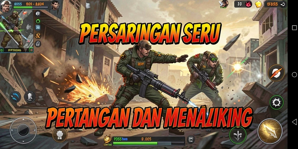 Screenshot gameplay 8055 menunjukkan aksi pertarungan yang mendebarkan dan grafis yang menakjubkan.