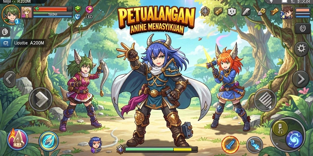Tampilan permainan A200M yang menarik dan penuh warna.