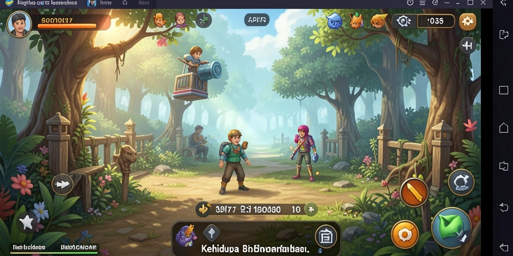 Screenshot menunjukkan karakter dalam situasi gameplay Simulation yang dinamis.