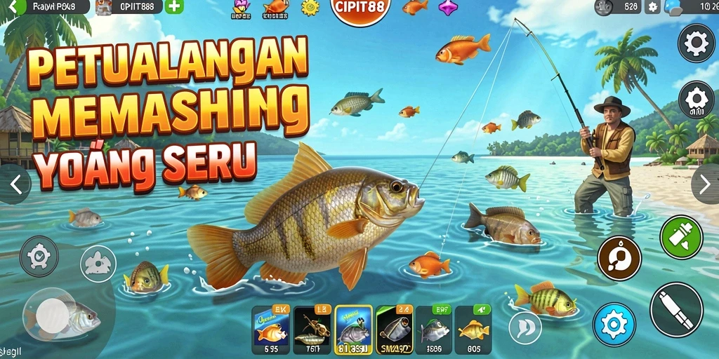 Tampilan gameplay mendebarkan dari CIPIT88 saat menangkap ikan.