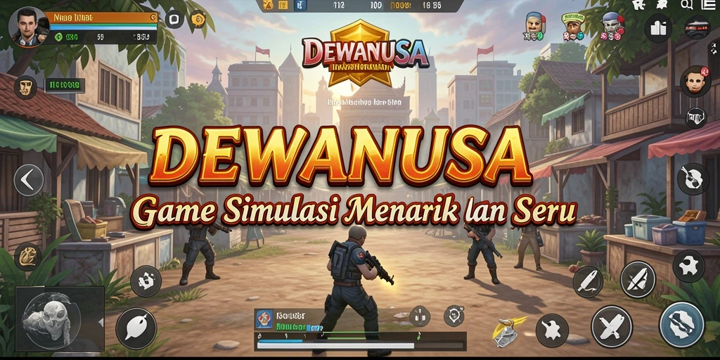 Screenshot gameplay DEWANUSA menunjukkan interaksi sosial yang dinamis dan lingkungan yang menarik.