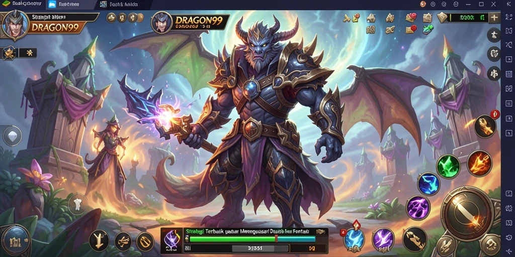Screenshot gameplay <strong>DRAGON99</strong> menampilkan pertempuran strategi yang epik.