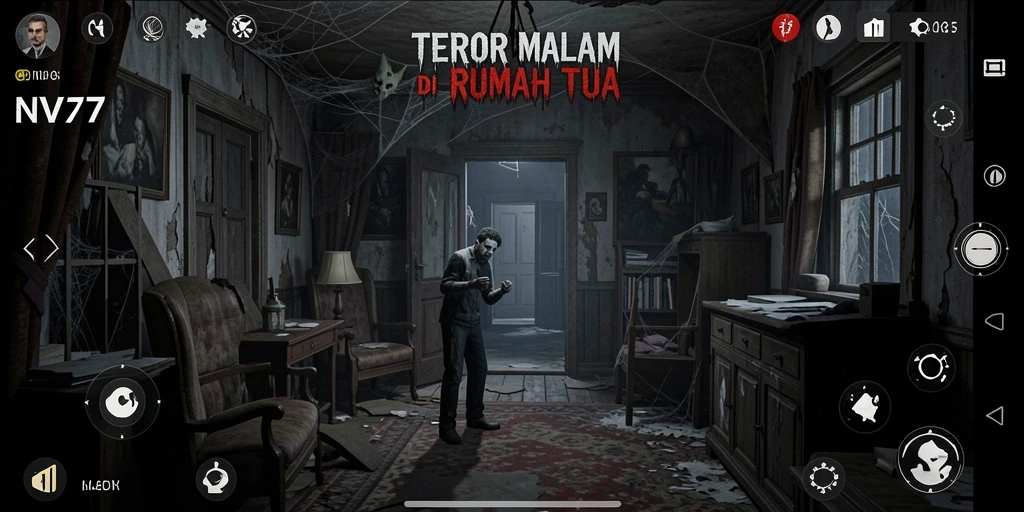 Tampilan gameplay NV77 yang menegangkan dan mencekam.