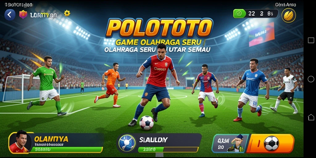 Screenshot gameplay POLOTOTO menampilkan aksi olahraga yang seru dan dinamis.