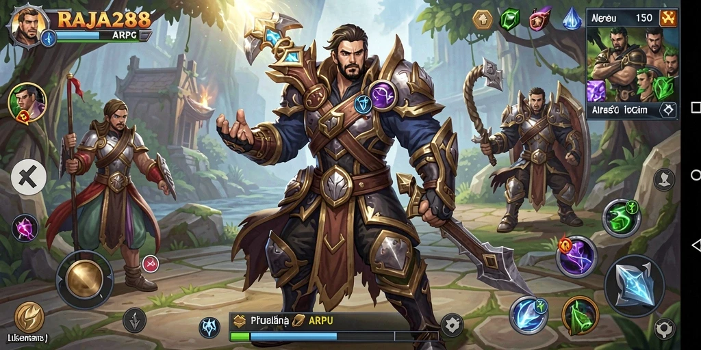 Screenshot utama RAJA288 menampilkan pertarungan intens dalam dunia ARPG.