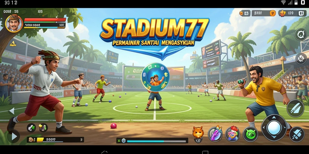 Tampilan gameplay STADIUM77 yang cerah dan mengasyikkan.